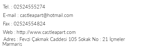 Castle Apart telefon numaralar, faks, e-mail, posta adresi ve iletiim bilgileri